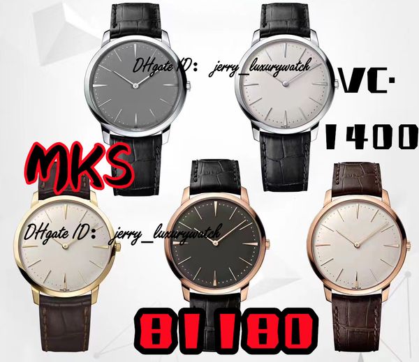 MKS Luxury Men's Watch Patrimony 81180 Ультра-тонкие часы, Cal.1400 Ручной движения, 40*6,8 мм двойной итальянской телячьей кожи с мальтийским кросс-пряжкой.