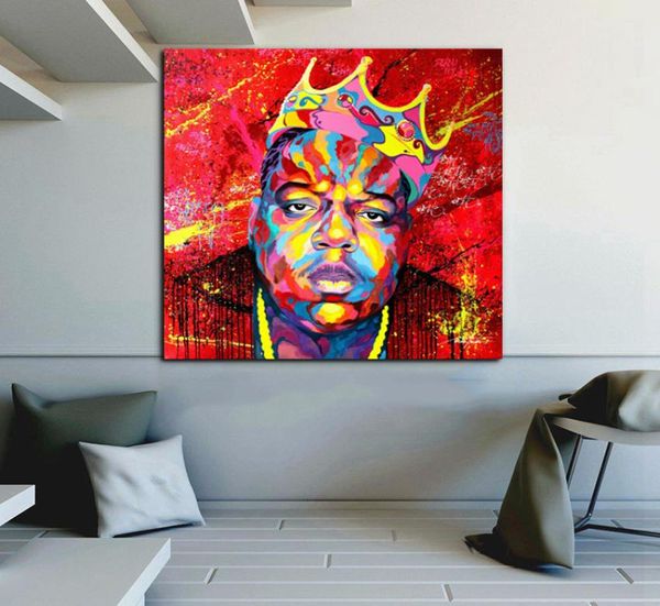 Arte da parede retrato cartaz biggie pronto para morrer música cantor rapper estrela pintura em tela fotos de parede para sala estar decoração casa 6451160