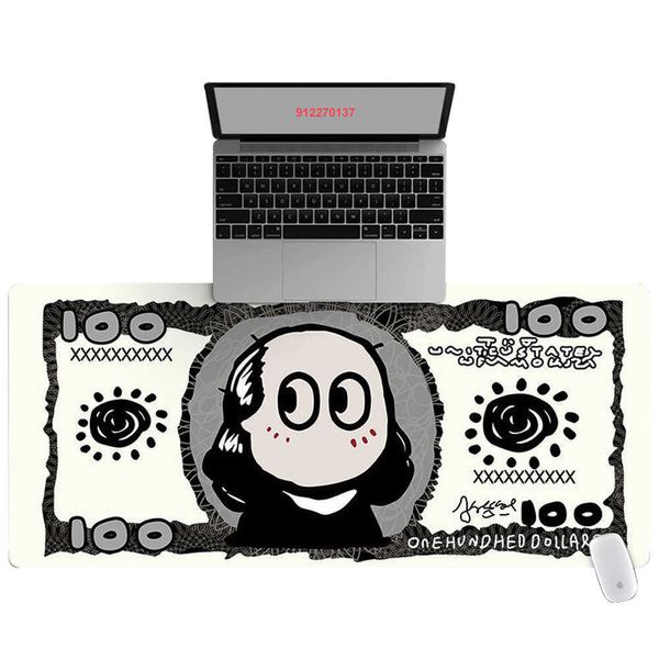 Mauspads, Handgelenkauflagen, 90 x 40 cm, groß, HD, Cartoon, lustige Banknoten, Muster, Bürocomputer, Schreibtischunterlage, Laptopkissen, Schreibtisch, rutschfeste Matte, Gamer, Mauspad, Matte J230422