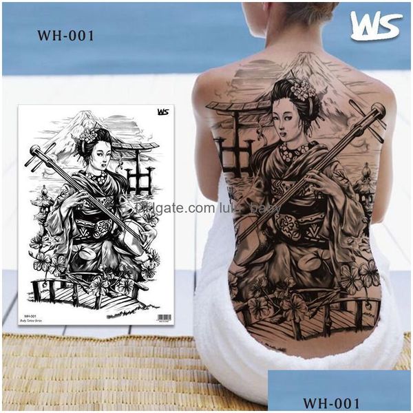 Tatuaggi temporanei Grande Tatoo per uomo Tatuaggio Body Art Fl Back Adesivo sexy Re leone Tigre Drago Disegni Consegna goccia impermeabile H Dhykk