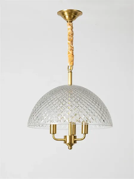 Lâmpadas pendentes Nordic vidro luxo todas as luzes de cobre restaurante lâmpada americana sala de estar estudo castiçal de ouro pendurado luminárias