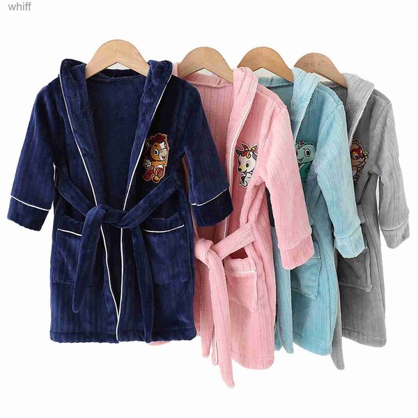 Toalhas Robes 2022 Nova Primavera Menina Menino Pijamas Flanela Meninas Meninos Robes Crianças Pijamas Roupão Outono Meninas Roupas Crianças Com Capuz BathrobeL231123