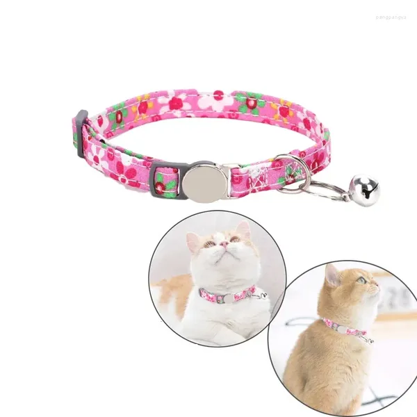 Colares de cão boêmio doce pequeno floral colar de gato estilo étnico animal de estimação pode ser gravado anel de fivela de segurança de metal