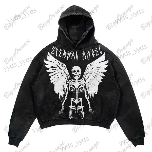 Herren Hoodies Sweatshirts New INS Punk Style Casual Wings Skull Head Pullover Hochwertiger bedruckter Hoodie High Street Top für Männer und Frauen y2k Harajuku T231123