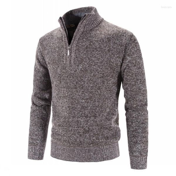 Felpe con cappuccio da uomo cappotto pullover a collo alto mezzo maglione da uomo peluche tinta unita casual casa calda imbottita in cotone