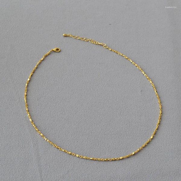 Colares de pingente francês nicho minimalista latão dourado textura artesanal pequena corrente de cascalho curto e delicado colar clavícula