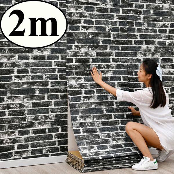 Наклейки на стенах 3D наклейка 70cmx2m непрерывная ретро -имитационная кирпичная бумага Самостоятельная водонепроницаемая покрытие декор комнаты 230422