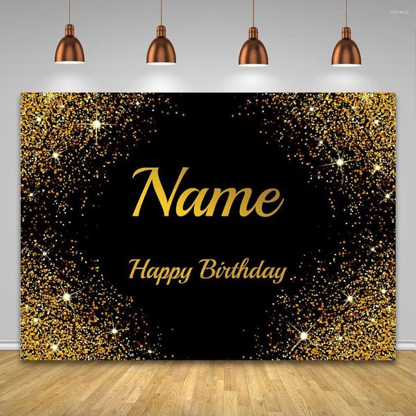 Decorazione per feste Black Gold glitter punti Nome personalizzato fondali PO Studio Born Baby Back Backser Birthday Pography Profetti