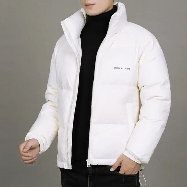 Giacche da uomo Autunno Inverno Colletto alla coreana Piumino leggero Moda coreana Oversize Cappotto caldo spesso Bianco Arancione Verde Nero 231123