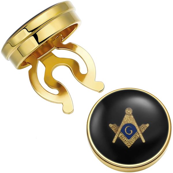 Abotoaduras HAWSON17.6 mmFreemason Masonic Button Covers para homens Caixa de presente embalada Mens Jóias ou Acessórios Botão de roupas de alta qualidade 231122