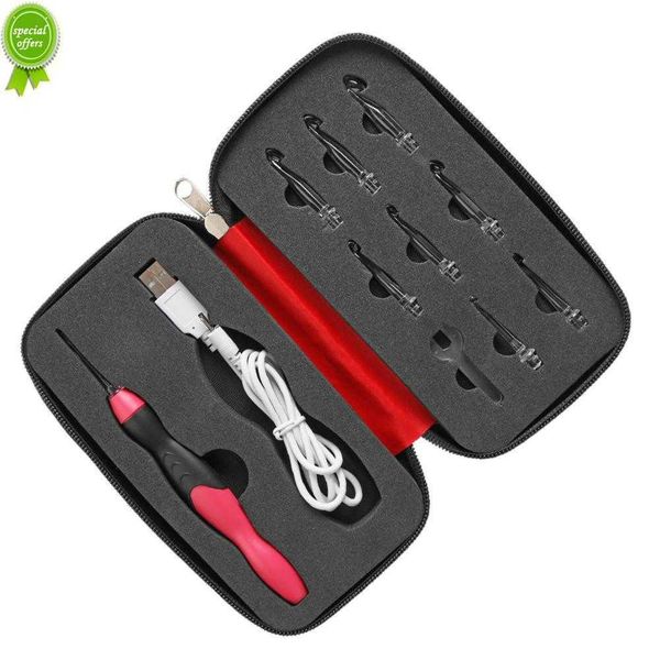 Novo 9 em 1 USB Light Up Ganches Ganchos de tricô A agulhas LED Ferramentas de costura LED Set Diy Tecling Sweater Tools Kit Acessórios de costura