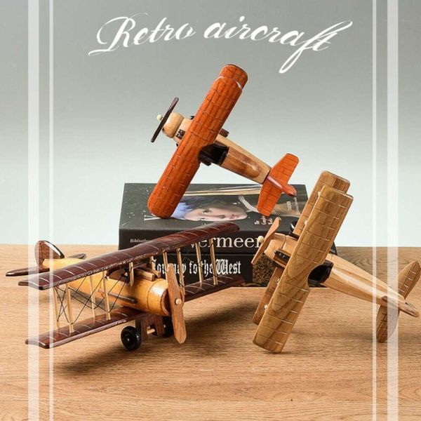 Nuovo 10 stili in legno vintage aeroplano fatto a mano modello in scala ornamenti decorazione casa desktop decorazione aereo retrò collezione regalo di giocattoli