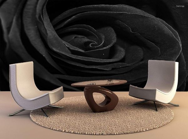 Sfondi Personalizza qualsiasi dimensione Carta da parati 3D Murale Black Rose per soggiorno Camera da letto TV Sfondo Decorazione murale Adesivo Poster