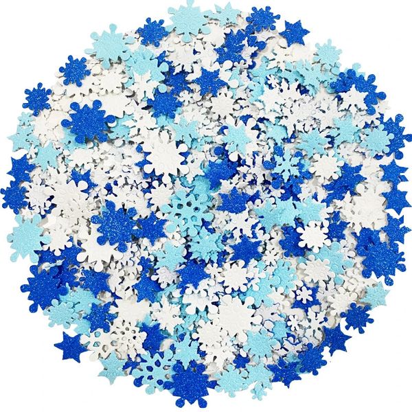 Adesivi giocattolo per bambini 500 pezzi/pacco Glitter Foam Inverno Fiocco di neve Adesivi autoadesivi Decalcomanie per la decorazione della parete di Natale per i regali di casa 231122