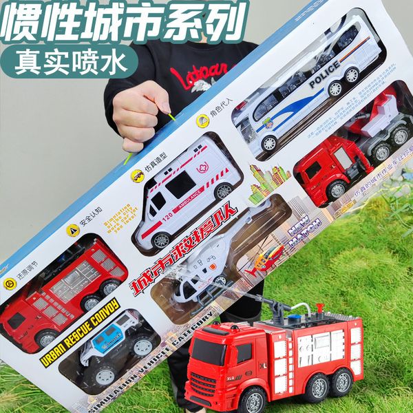 Modello pressofuso per bambini grande giocattolo sprinkler set può spruzzare camion della spazzatura spazzare città servizi igienico-sanitari vigili del fuoco ragazzi giocattoli educativi 231030