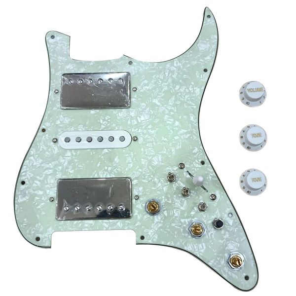 HSH Pickguard pré-fiado atualizado com conjunto de captador Alnico V Interruptor multifuncional Chrome SH1n 59 e captadores TB-4 para guitarra ST