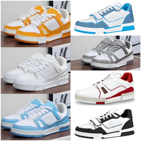 Neue Designer-Trainer Schuhe geprägt Sneaker Black White Sky Denim Blue Green Red Luxurys Herren Womens Casual Low Blood Size 36-45