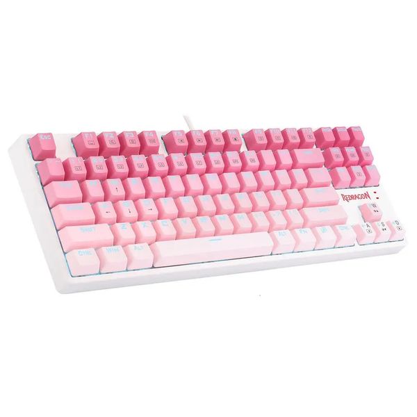 Teclados Redragon K576WGP DAKSA TKL Teclado mecânico com fio 87 teclas gradiente PBT Keycap interruptor vermelho rosa 231123