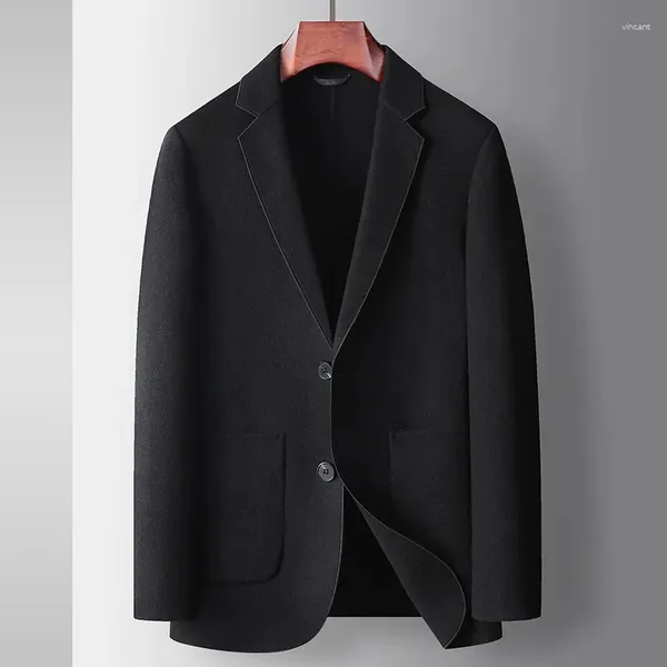 Herrenanzüge Männer Wollmantelanzug Herbst/Winter 2024 doppelseitiges Geschäft mit mittleren Alters mittleren Alters 50% Wolljacke Fashion Blazer für