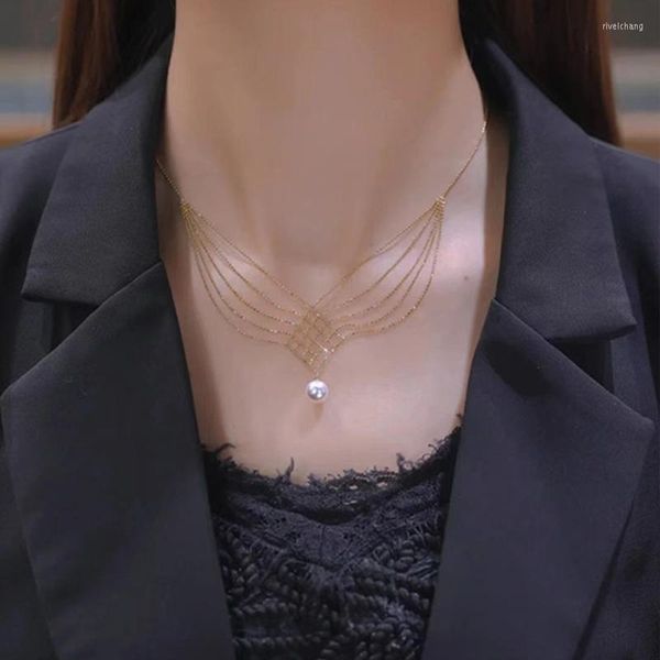 Anhänger Halsketten Mehrsträngige Perlenkette Mehrschichtige Kette Choker Frauen Party Chokers