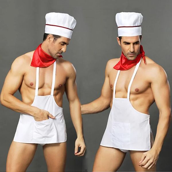 Sexy Set Porno Männer Bodysuit Dessous Set Sexy Chef Uniform Cosplay Kostüm Erotische Männer Body Anzug Rollenspiele Kostüme 231123