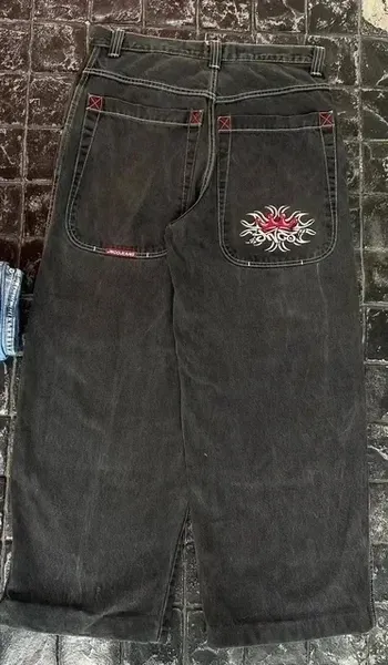 Мужские джинсы Jnco Backgy Y2K Mens Hip Hop Designer Джинсы карманы синие винтажные джинсовые брюки Harajuku Gothic Blowers Skateboard Jnco Jeans 256 212