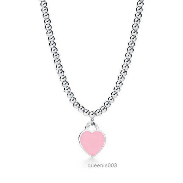 Tiffanylise popolare ciondolo design perline in argento sterling 925 per gioielli da donna con collana a cuore smaltato di colore rosa blu rosso nero all'ingrosso Fgzd