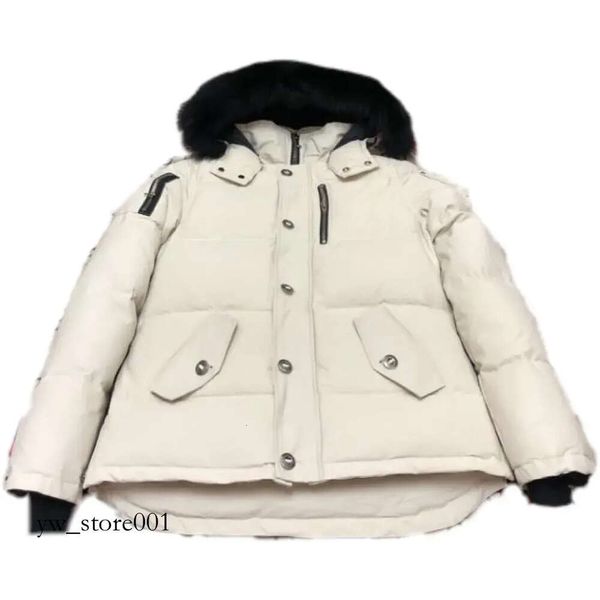 Moose Jacket Canadá Jaqueta Masculina Knuckles Jaqueta Casacos Alta Pele Real Mens Canadense 06 Estilo Branco e Preto Pele Pato Branco Para Baixo 3945