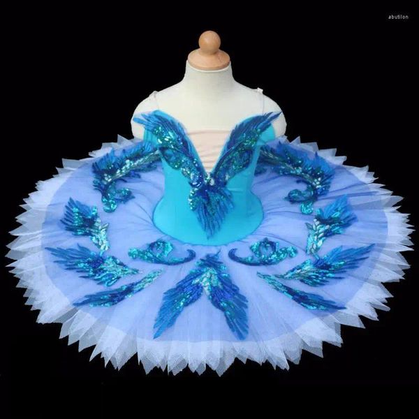 Bühnenkleidung Blauer Vogel Professionelles Ballett-Tutu für Kinder Ballerina-Kleid Eiskunstlauf-Performance-Tutu für Erwachsene Schwanensee-Tanzkleidung