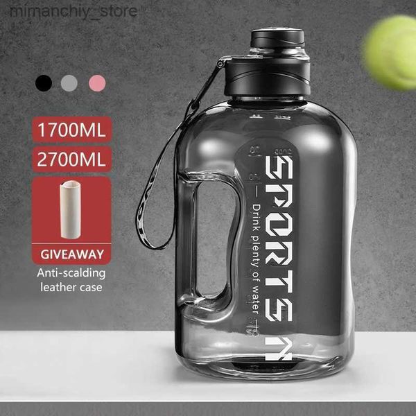 Garrafa de água Portab Gradiente Esportes Água Bott Transparente 2.2L Copo de Grande Capacidade Outdoor Fitness Portab Palha Grande Plástico Ton Barrel Q231123