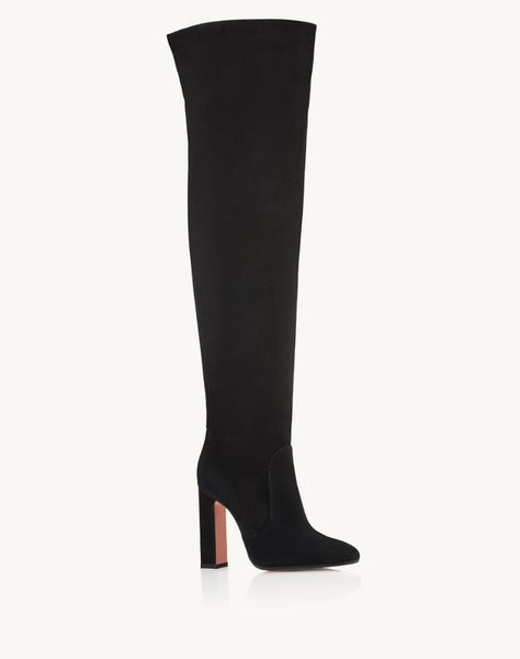 Damen Winter Designer Aquazzuras Joplin Boot Stiefel Saint Honore Gefütterter Bootie verziert Schwarz Rot Braun Echtes Leder Wildleder Play Mid Calf Block Heel Stretch