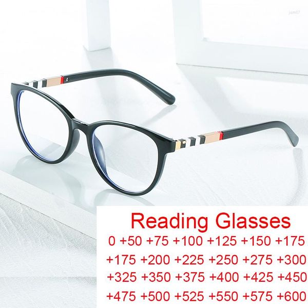Sonnenbrille Antiblau Licht Lesebrille Frauen MODE MODE SCHWARZE STRIPE Designer Rezept optische Computer Hyperopie Brillen Brillen