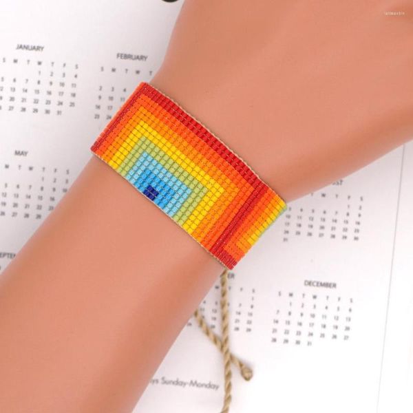 Strang Perlenarmband Farbverlauf Blaue Augen Kreative Handstrickmode Minimalistisch Böhmisch Verstellbare Reisperle