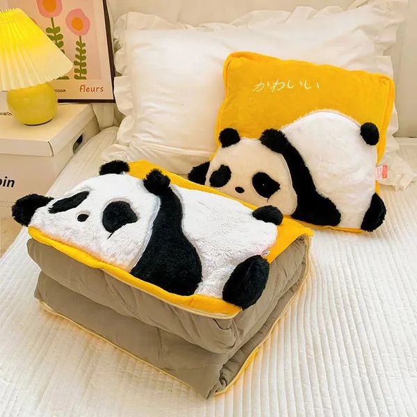 Coperte Simpatico cuscino Panda Coperta Cuscino 2 In1 Trapunta estiva Sedile Dormire Casa Auto Viaggio Regalo per bambini Divano Decor 231123