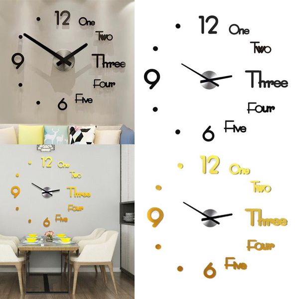 Relógios de parede DIY GRANDE RELÓGIO 3D ASSIGADOR MODERNO Decorativo para decoração em casa DC120