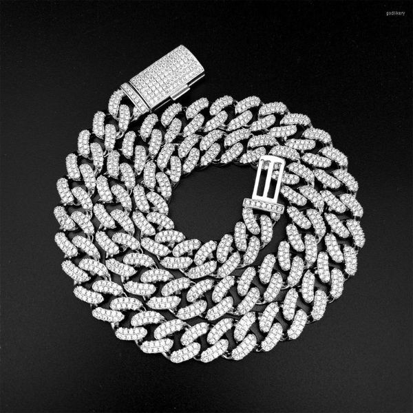 Цепи 10 мм 5A Циркон кубинское ожерелье Мужчины Хип -Хоп Майами Блинг Кубический Циркония Циркония цепь цепь с двойным рядом.