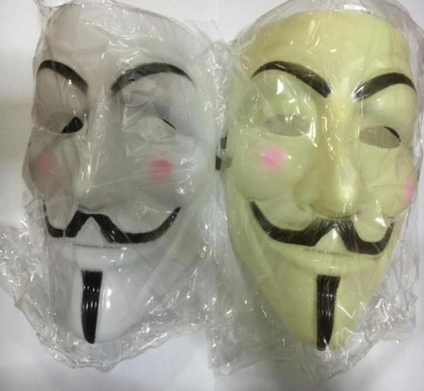 100 Stück Vendetta-Maske V-Masken Fawkes V Vendetta-Team rosa Blutnarbe Maskerade Film Erwachsener Kerl Halloween Cosplay Party Gesicht carniv8913775