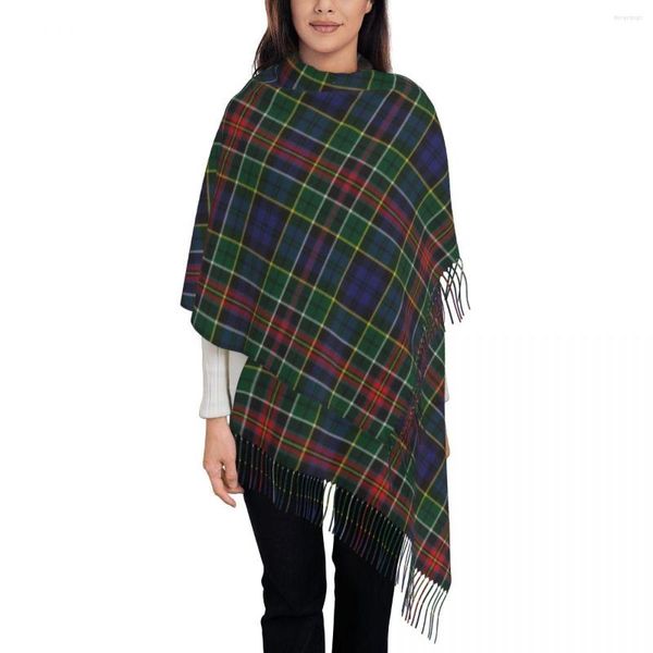 Шарфы черные часы Tartan Modern Plaid Tassel Scarf Женщины мягкие кланы Шотландии