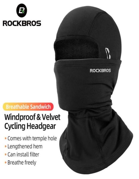 ROCKBROS Inverno Caldo Bicicletta Maschera Foulard Moto Integrale Cappuccio In Pile Antivento Copricapo Esterno Attrezzatura da Ciclismo80184077214982