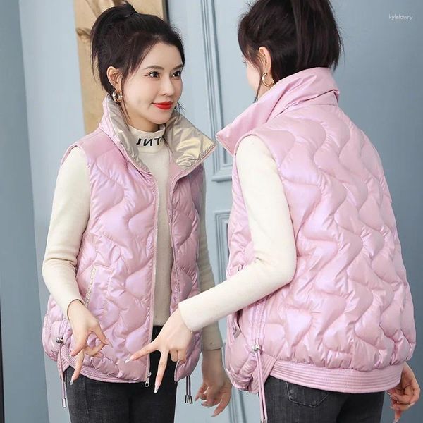 Kadın Yelekler Kore moda sevimli parlak tasarım yelek kadınları bahar sonbahar kış kawaii bayanlar sıcak dış giyim kadın toptan satış