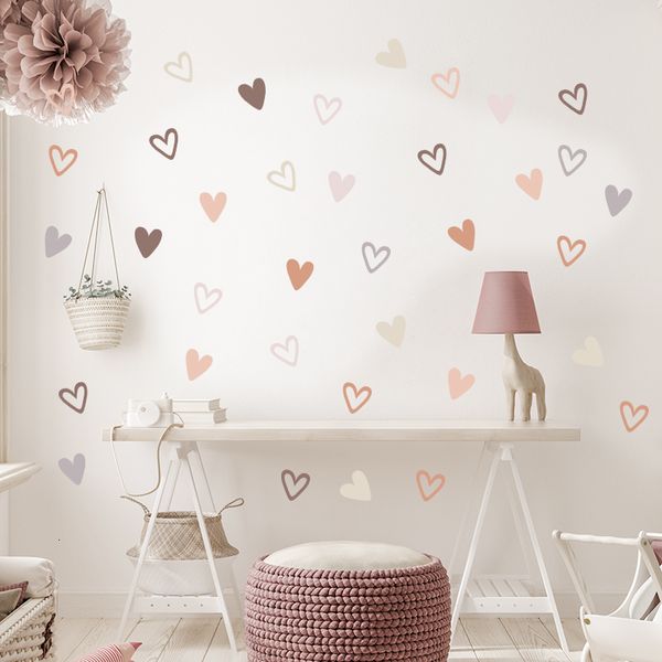 Adesivi murali 36 pezzi a forma di cuore Decalcomanie bohémien alla moda stile Boho per soggiorno Camera da letto Nursery Decorazioni per la casa per bambini 230422