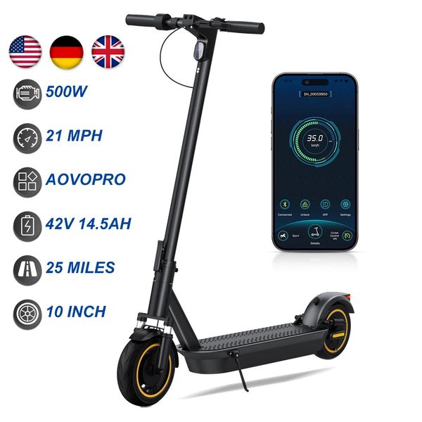 Outros artigos esportivos Scooters elétricos AOVOPRO ESMAX Scooter 500W 40kmh Adulto Smart APP Dupla absorção de choque dobrável 231122