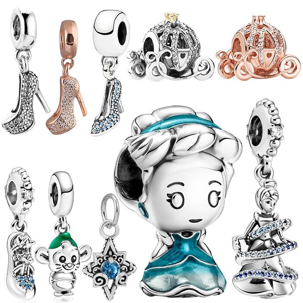 Charm aus 925er-Sterlingsilber, geeignet für Glaspantoffeln, CZ-High-Heel-Anhänger, zur Herstellung weiblicher Pandora-Armband-Accessoires zum Selbermachen