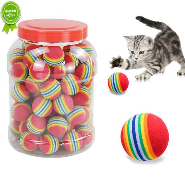 New Rainbow EVA Cat Toys Ball Interactive Cat Dog Play Masticare Rattle Scratch EVA Ball Training Balls Pet Toys Supplies