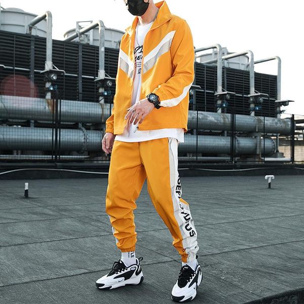 Erkeklerin Trailtsits Menjacket ve Harem Pantolon Hip Hop Erkek Giyim Erkek Trailsuit Sokak Giyim Set Set Sweat Suit Polyester Tulum Trouse
