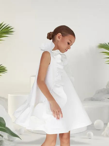 Vestidos da menina bonito verão branco luxo vestido de férias de uma peça casamento espanhol crianças criança festa traje do bebê meninas roupas para festa