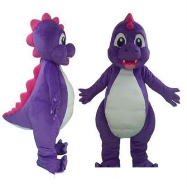 2018 fábrica nova fantasia de mascote de dinossauro dino roxo para adultos usarem para 250U