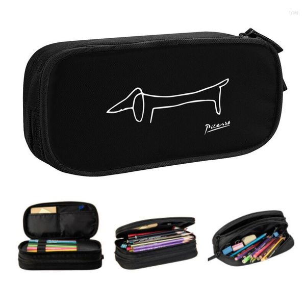 Bolsas de cosméticos fofos Pablo Picasso Dachsund Casos de lápis para meninos Gilrs Gilrs Gilrs grande armazenamento caixa de caneta Bolsa de papelaria