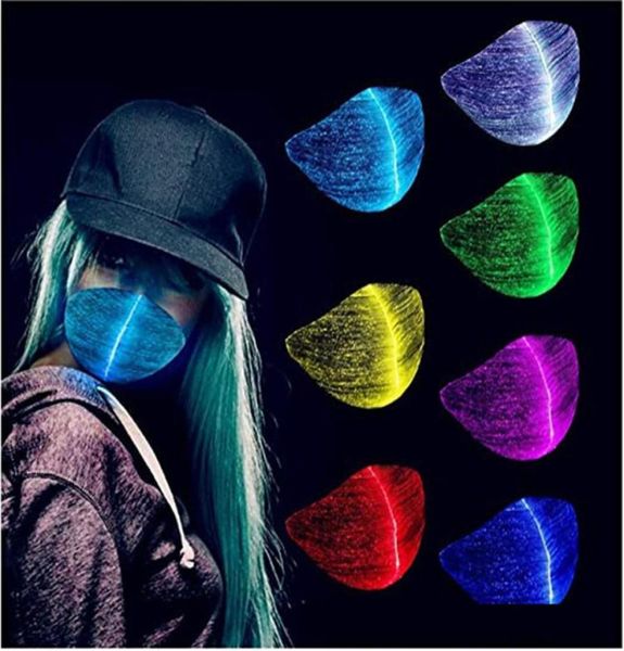 LED Light Up Glowing Mask per uomo Donna Rave Fibra luminosa Maschere per il viso a pagamento Musica Party DJ Dance Natale 7 colori masquera6381350