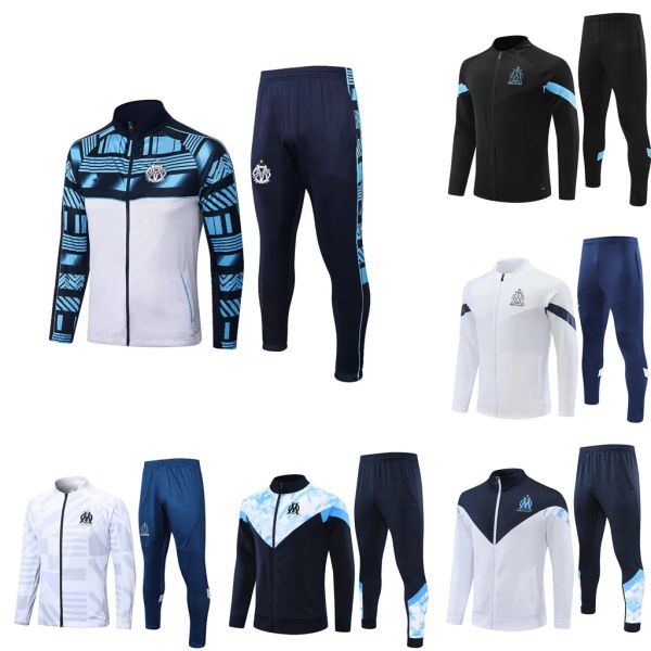 Tuta da calcio Marsiglia lunga con cerniera Set giacca da calcio Survêtement 2023 OM Maillot Foot MILIK PAYET Giacche da calcio Tuta da allenamento Jogging